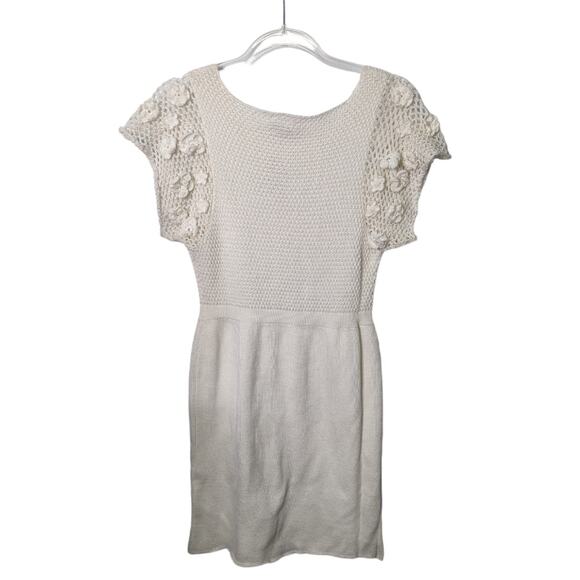 M. Patmos Cora White Knit Crochet Mini Knee Length Dress NWT Small Boho - Picture 3 of 9